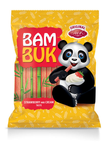 Vícezrnné tyčinky Bam-Buk s příchutí  jahod a smetany 200g