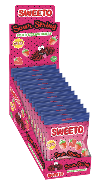 Sweeto želé Sour Strings s jahodovou příchutí 80g 