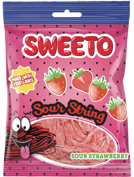 Sweeto želé Sour Strings s jahodovou příchutí 80g 