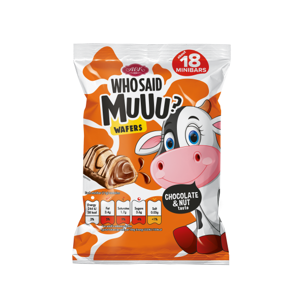Oplatkové mini tyčinky Who said Muuu s čokoládovo-ořechovou příchutí 200g 
