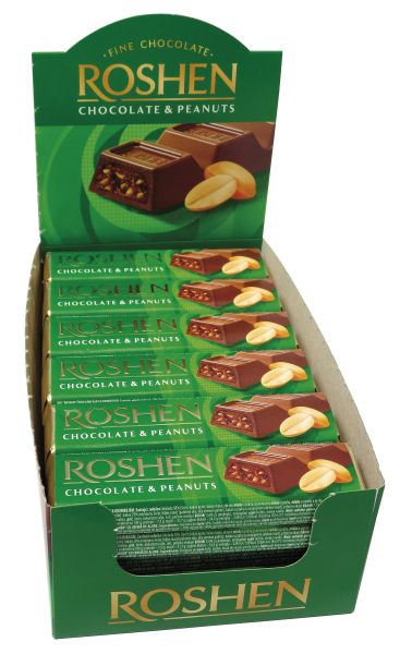 Výprodej - Roshen čokoládová tyčinka s arašídy a rýžovými křupkami 38g