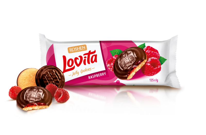 Roshen Lovita piškoty s želé s malinovou příchutí 135g