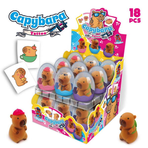 Kapybara ve vajíčku s komprimátem 5g a tetováním 