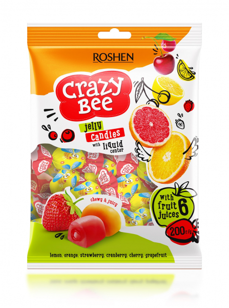 Roshen Crazy Bee fruity 200g - ovocné plněné želé 