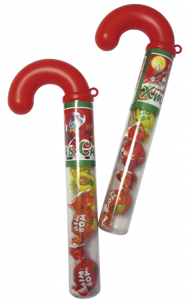 Plastová vánoční hůlka s bonbóny 24g