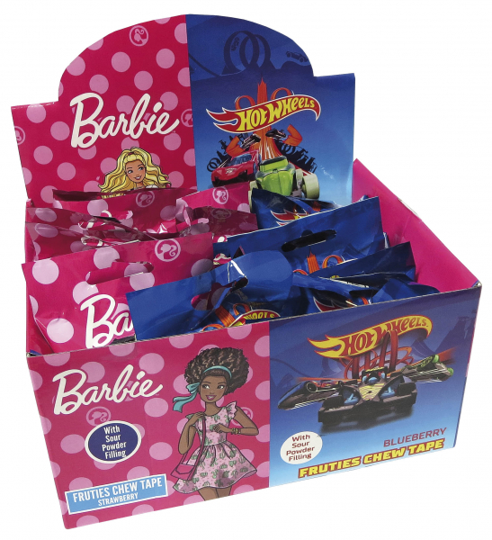 Hot wheels/Barbie žvýkací pásek z ovocného karamelu 20g