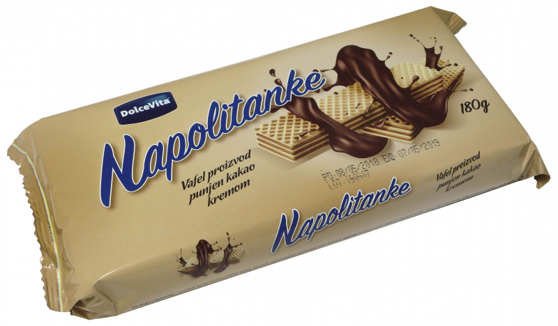oplatky Napolitanke s kakaovou náplní 180g 