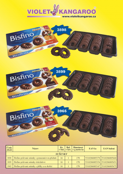 Bisfino polévané sušenky čokoládové  170g