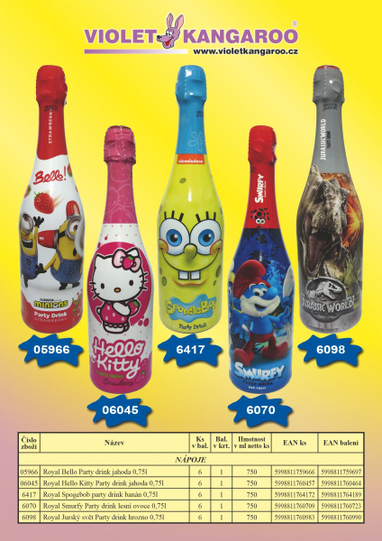 Dětské šampaňské Royal Spongebob party drink banán 0,75l
