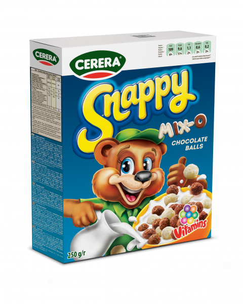 Cerera Snappy mix cereální kuličky s mléčnou a bílou čokoládou 250g 