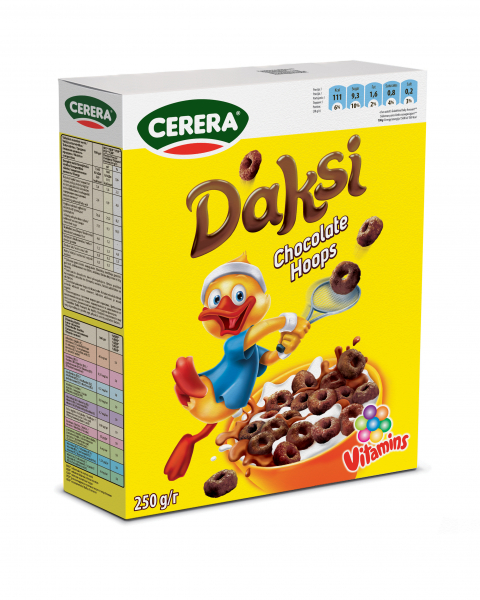 Cerera Daksi choco cereální kroužky s mléčnou čokoládou 250g