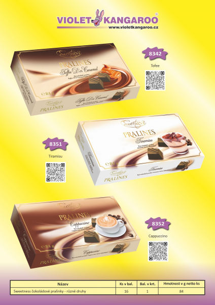 Sweetness čokoládové pralinky Cappuccino 84g 