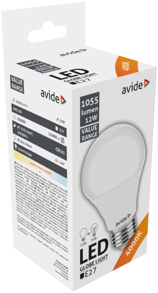 ABBG27NW-12W: Prémiová LED žárovka E27 12W 1055lm denní, ekv. 75W