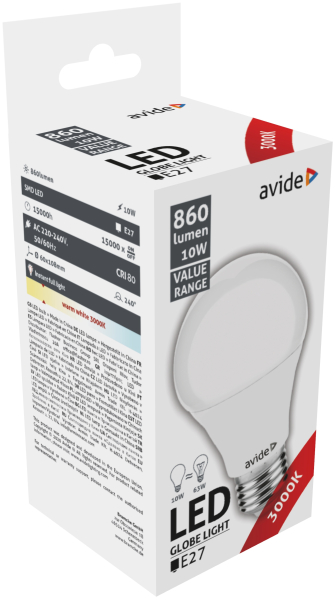 ABBG27WW-10W: LED žárovka E27 10W 860lm teplá, ekv. 63W