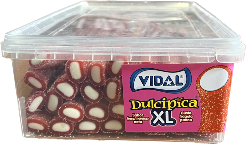 Vidal pendrek XL kyselý s jahodovou příchutí v dóze 51,5g