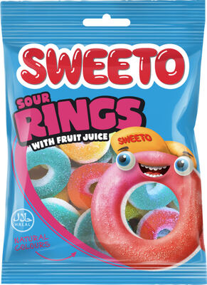 Sweeto želé kyselé kroužky s ovocnou příchutí 80g 