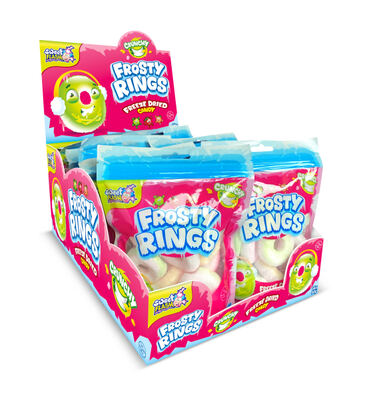 Frosty Rings mrazem sušené kyselé želé s ovocnou příchutí 50g 