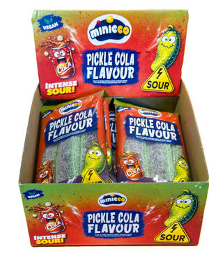 Minicco kyselé želé pásky s příchutí cola a nakládané okurky 125g